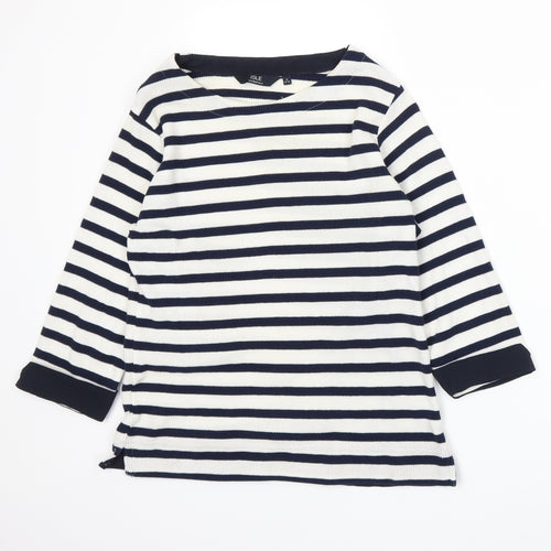 Isle Womens Blue Striped Knit Basic T-Shirt Size 10