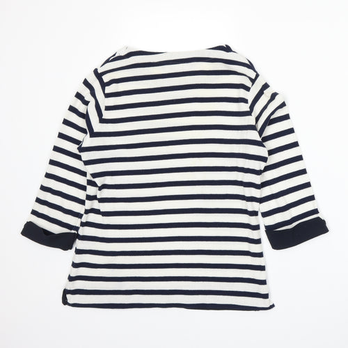 Isle Womens Blue Striped Knit Basic T-Shirt Size 10