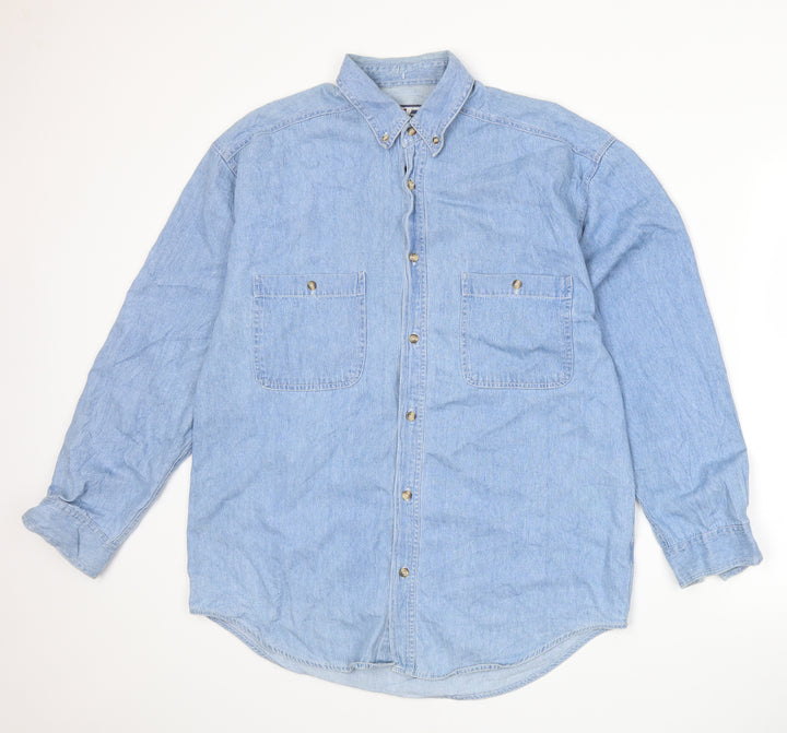 Zantos Mens Blue Button-Up Size M