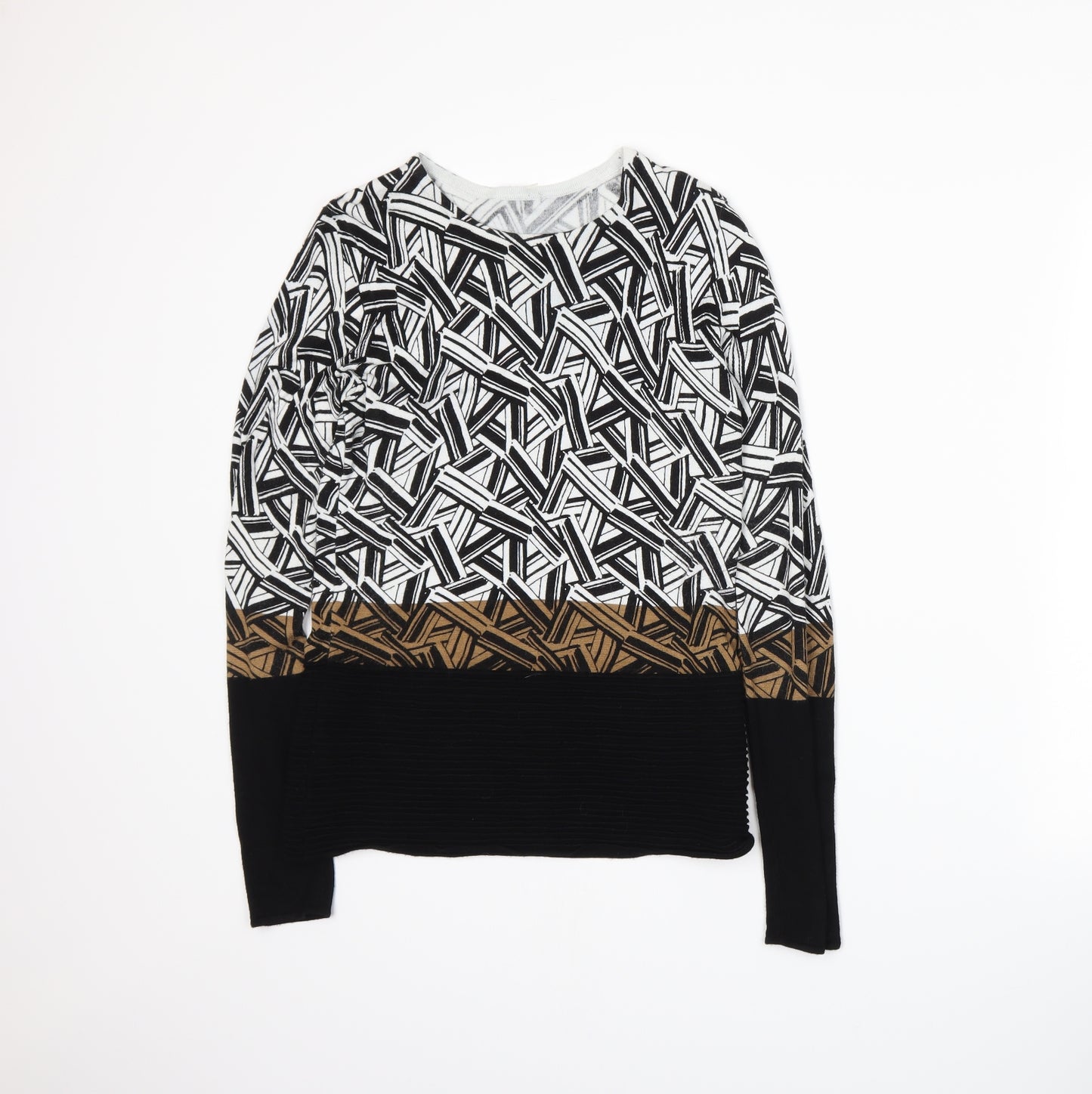 Preworn Womens Black Geometric  Pullover Jumper Size 8