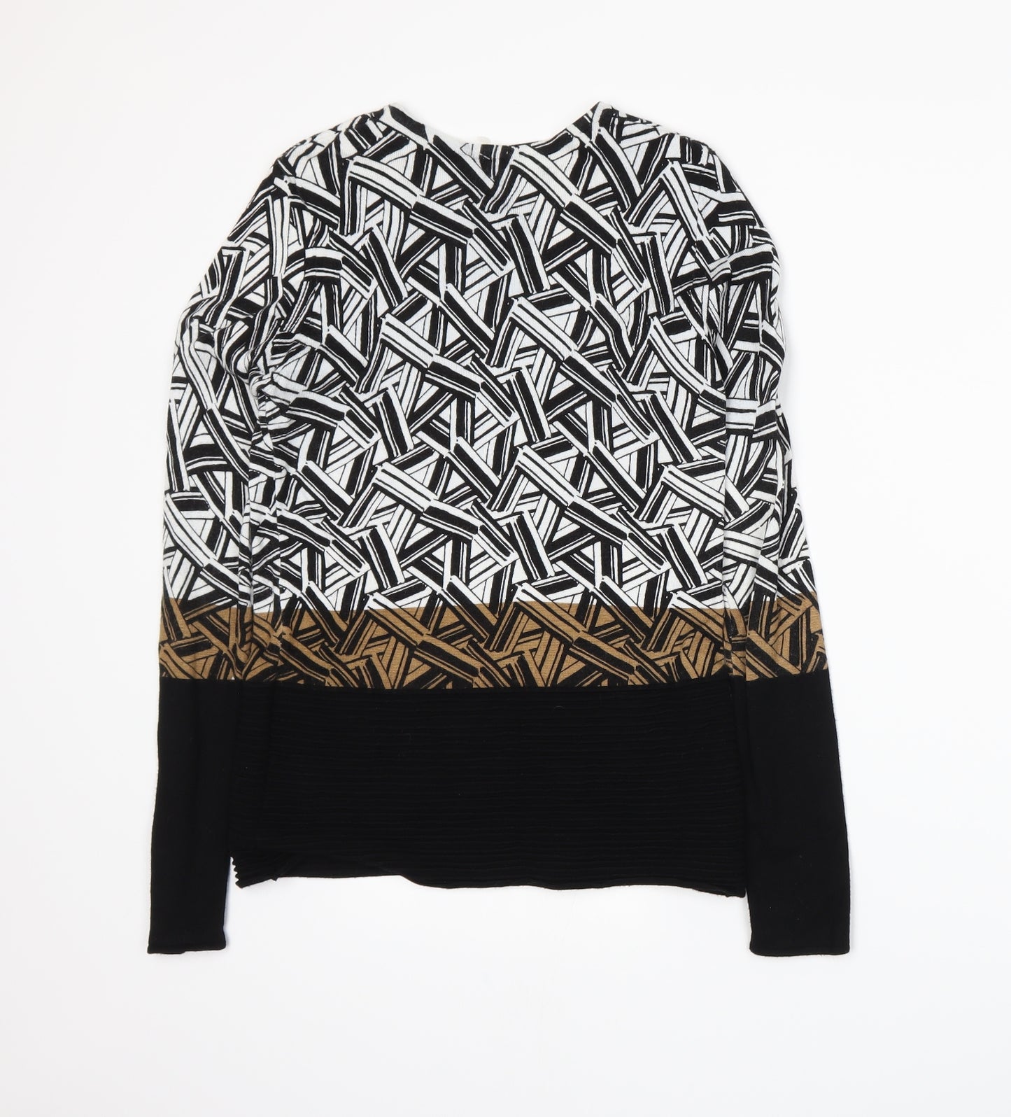 Preworn Womens Black Geometric  Pullover Jumper Size 8