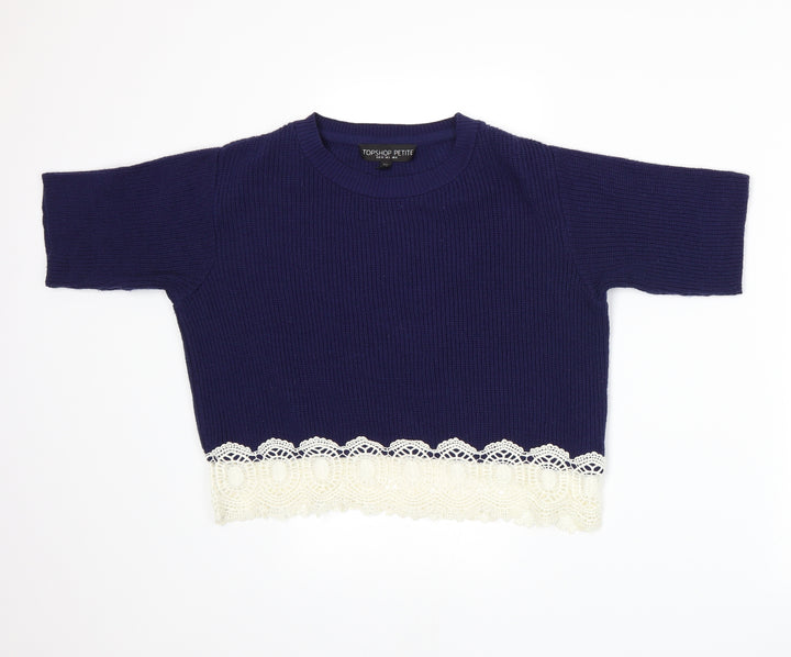 Topshop Womens Blue Knit Pullover Jumper Size 6