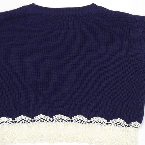 Topshop Womens Blue  Knit Pullover Jumper Size 6