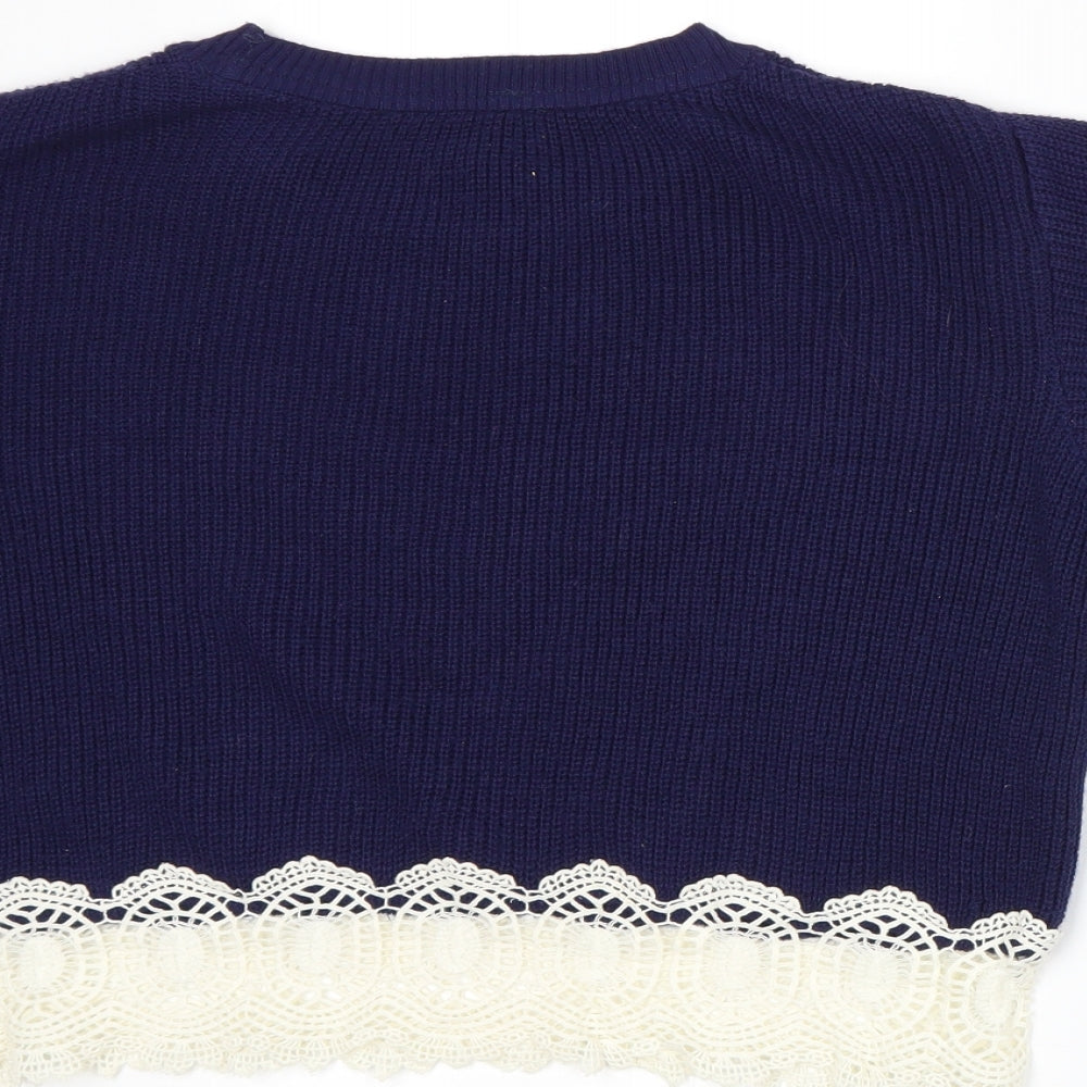 Topshop Womens Blue  Knit Pullover Jumper Size 6