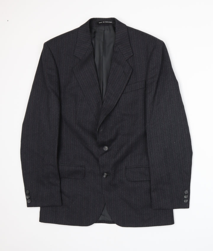 The Label Mens Grey Striped  Jacket Suit Jacket Size S