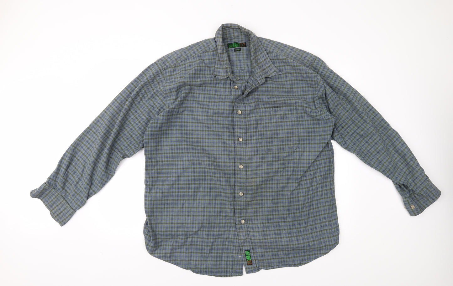 North Field Mens Green Check   Button-Up Size XL