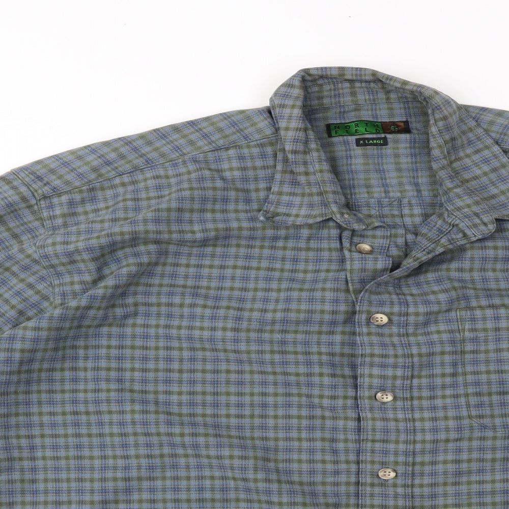 North Field Mens Green Check   Button-Up Size XL