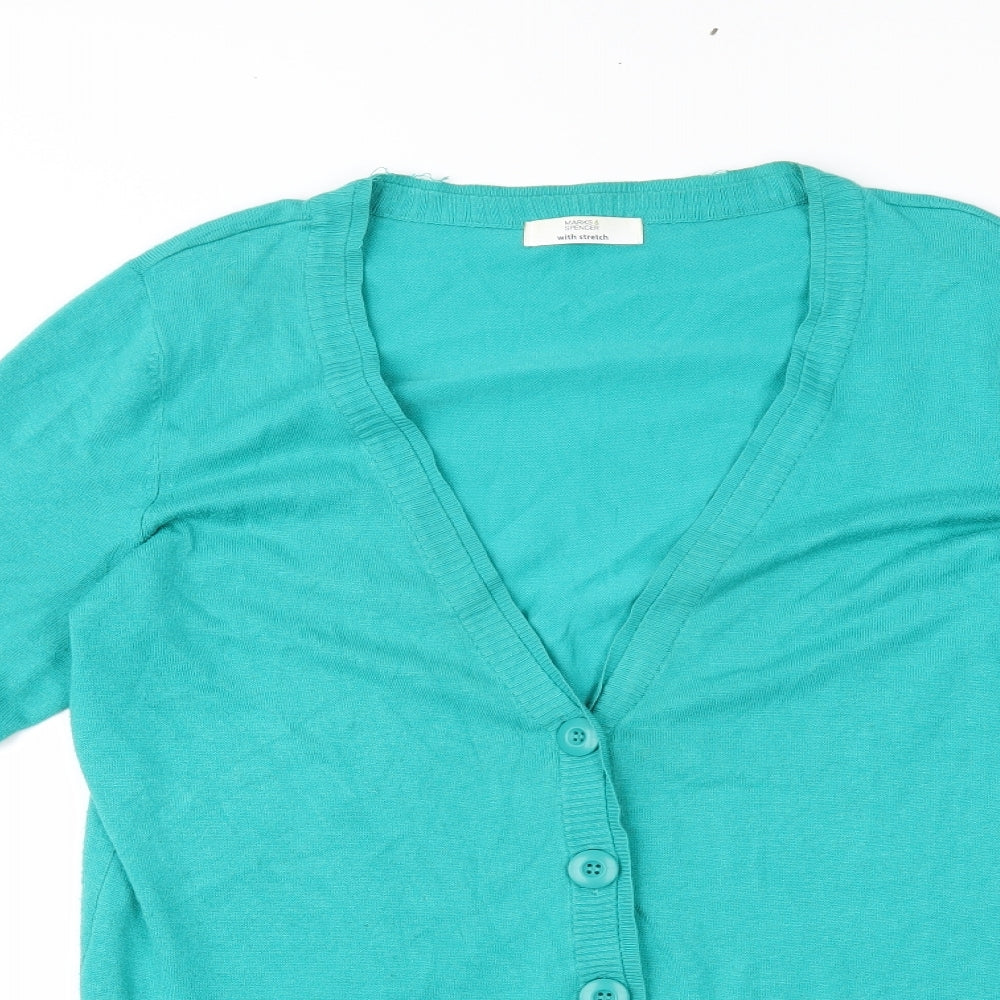 M&S Womens Green   Cardigan Jumper Size 16