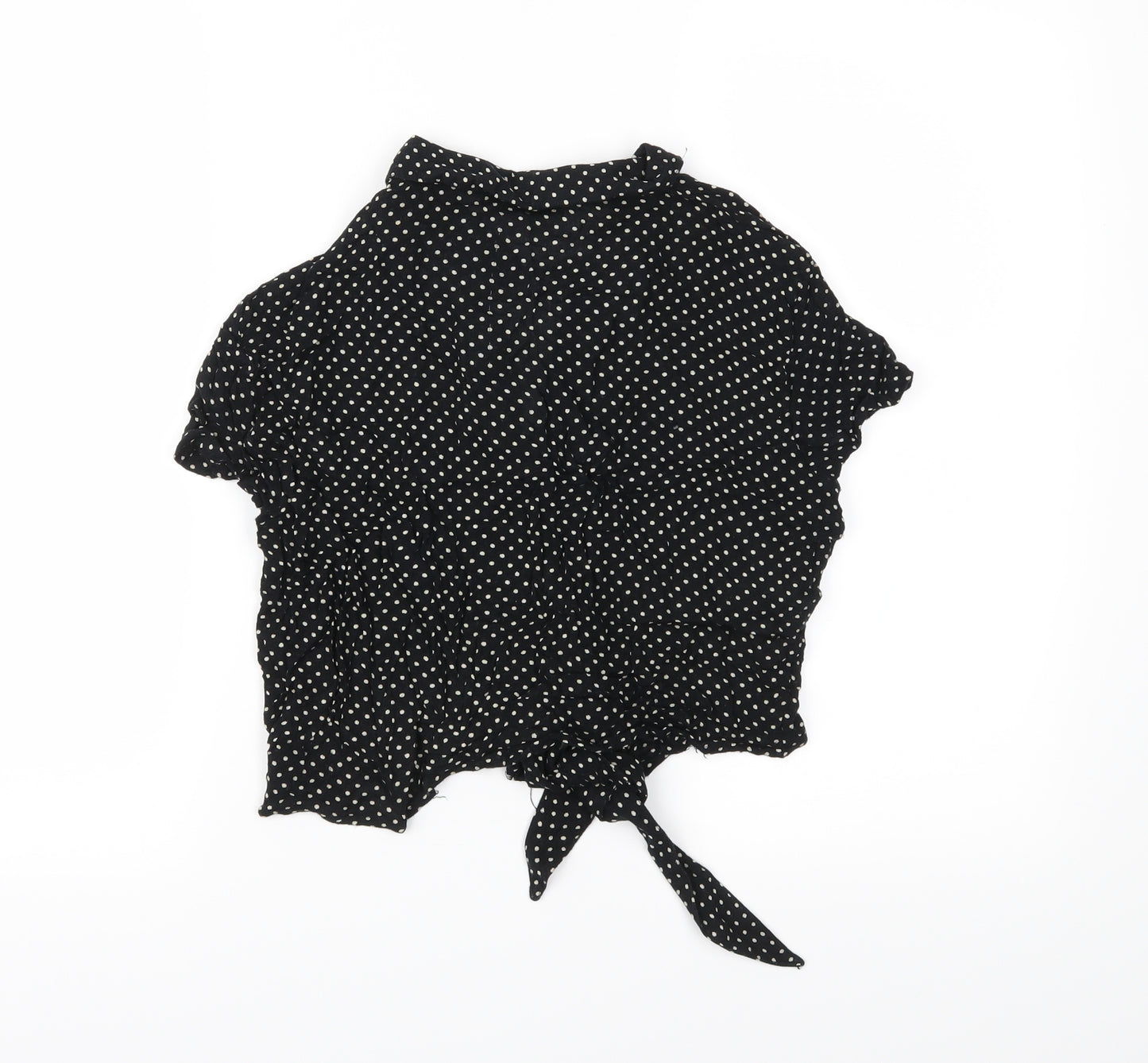 Preworn Womens Black Polka Dot  Cropped Blouse Size XL