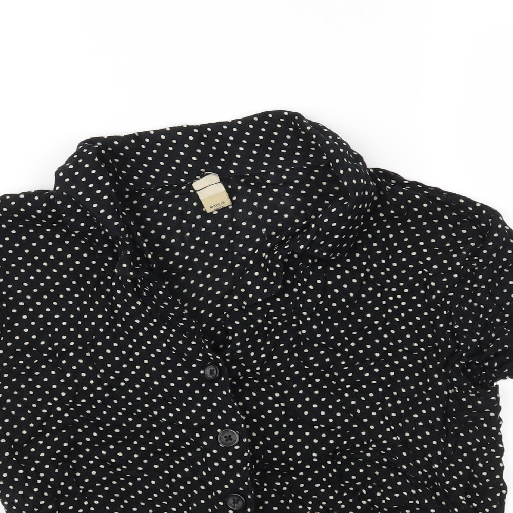 Preworn Womens Black Polka Dot  Cropped Blouse Size XL