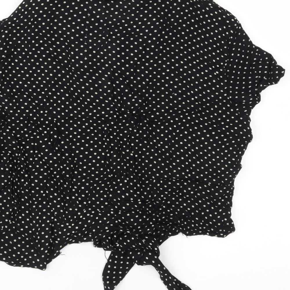 Preworn Womens Black Polka Dot  Cropped Blouse Size XL