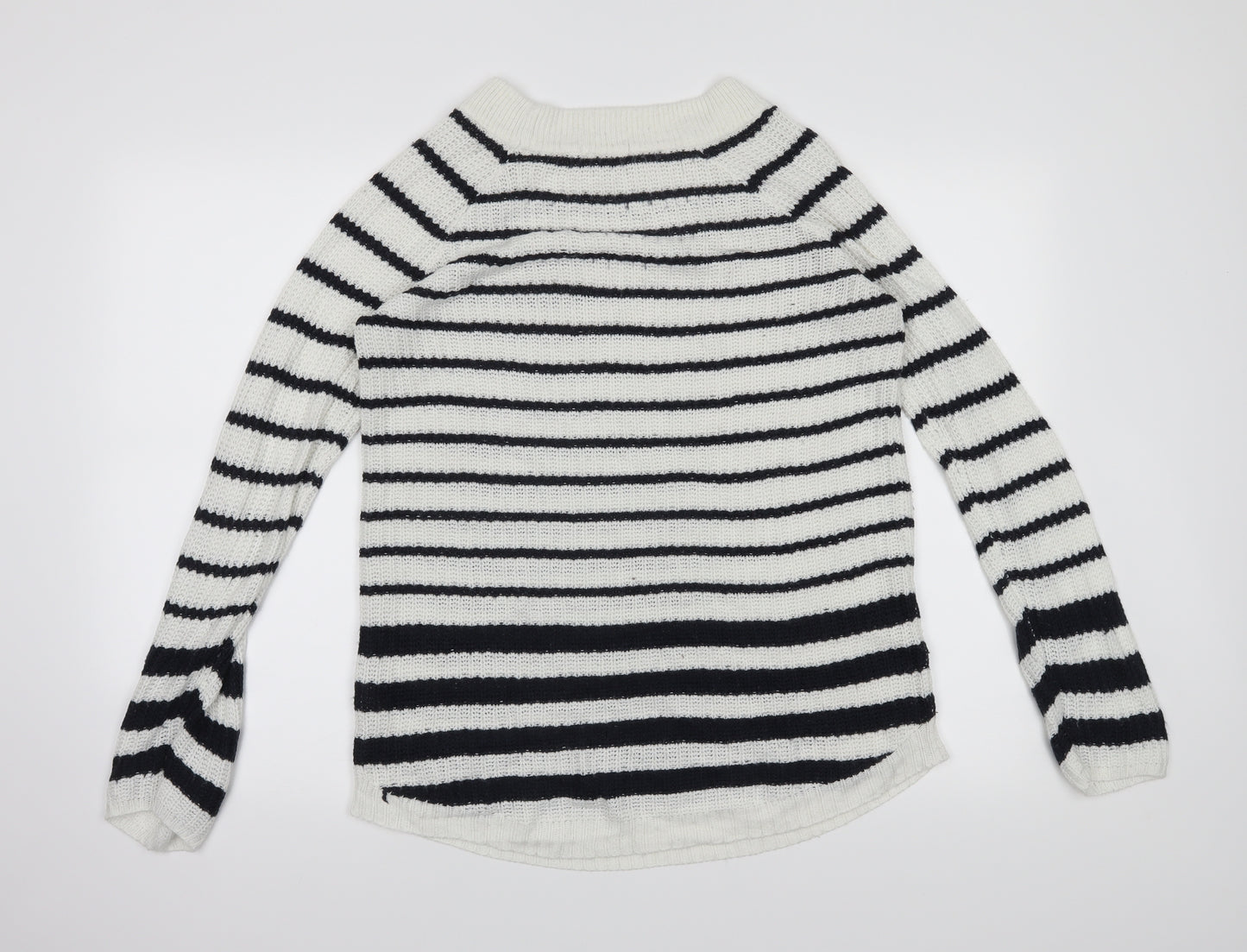 TU Womens White Striped  Pullover Jumper Size 10