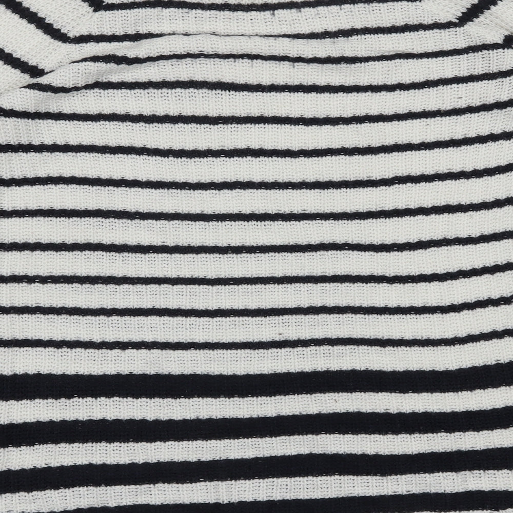 TU Womens White Striped  Pullover Jumper Size 10