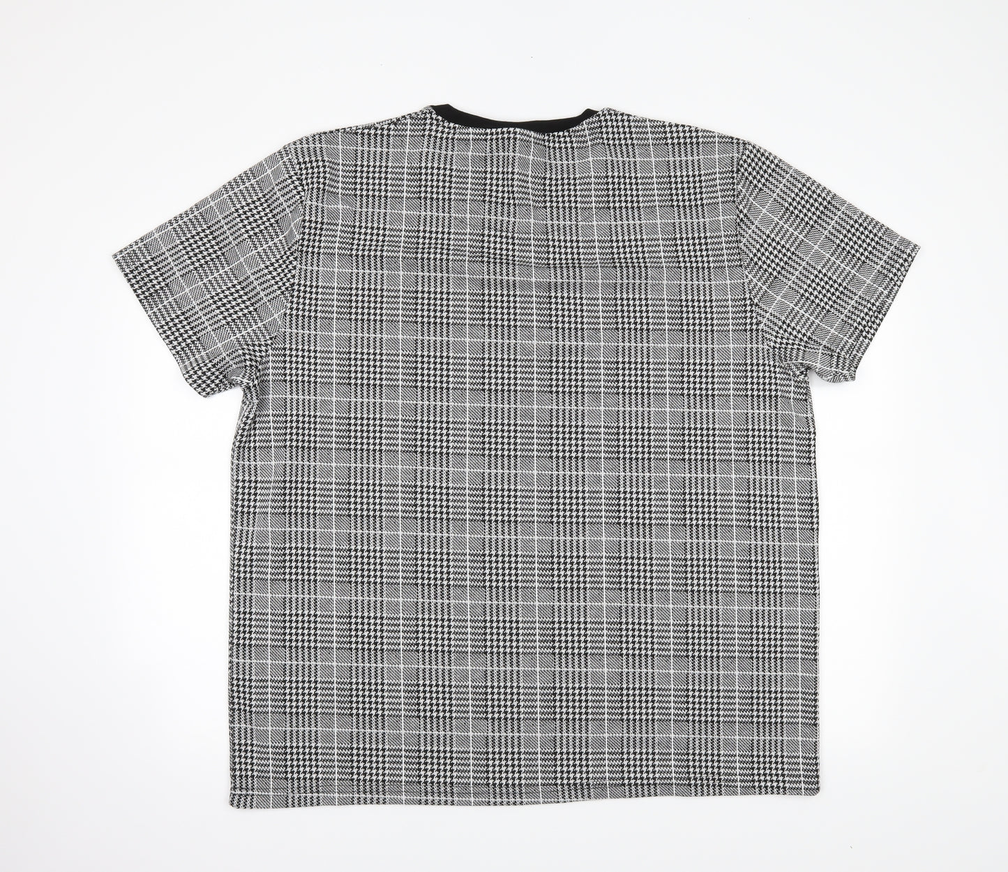 Boohoo Man Mens Black Houndstooth   T-Shirt Size 4XL