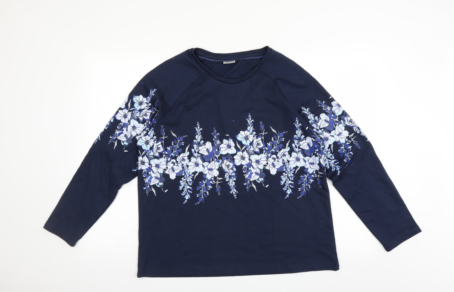 Damart Womens Blue Floral  Pullover Sweatshirt Size 14