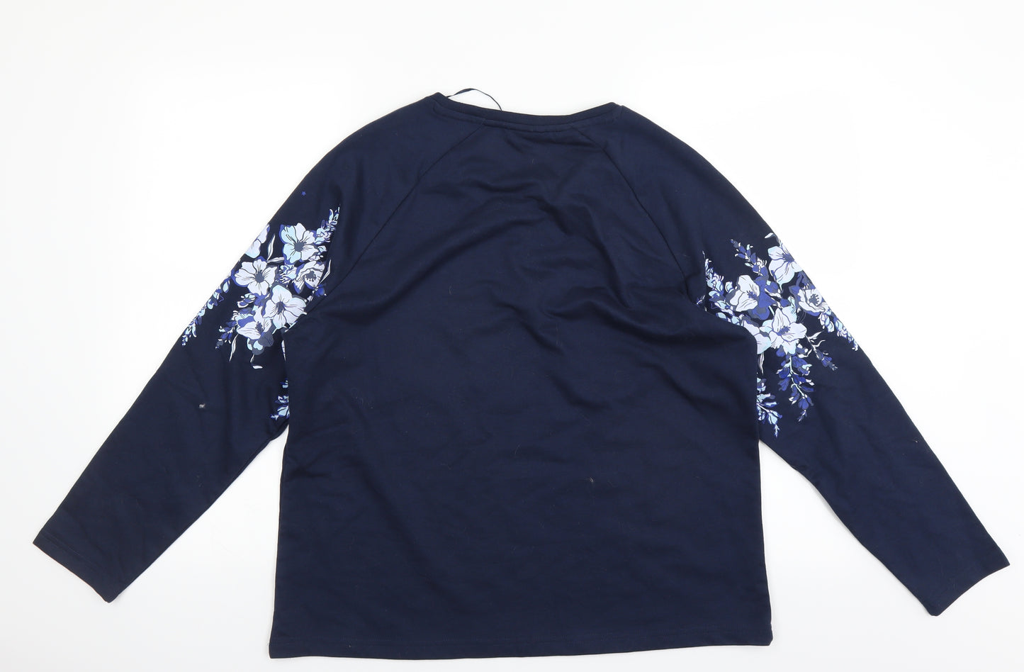 Damart Womens Blue Floral  Pullover Sweatshirt Size 14