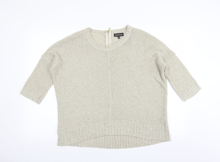 Warehouse Womens Gold Pullover Jumper Size 14 - sequin