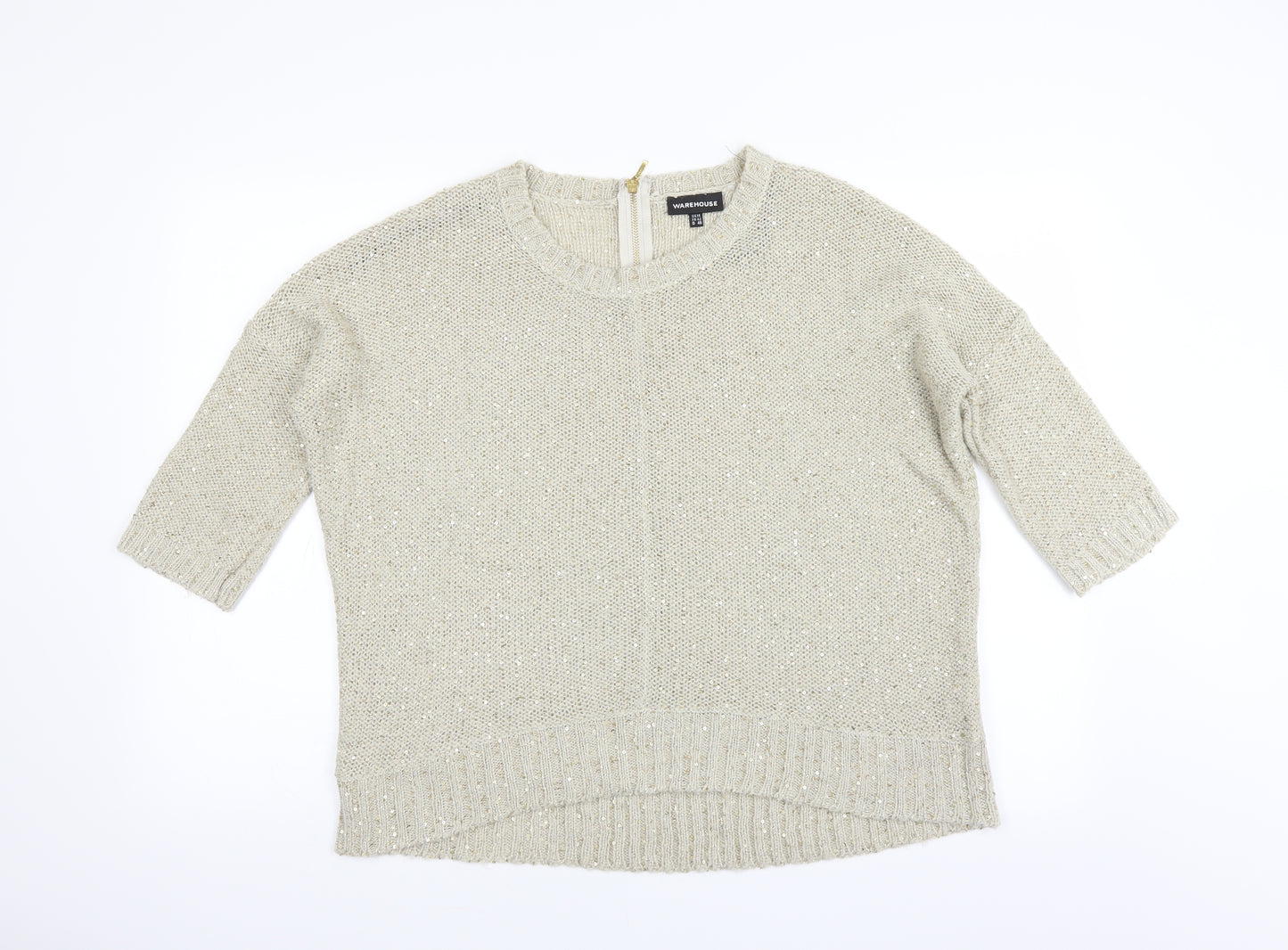Warehouse Womens Gold   Pullover Jumper Size 14  - sequin