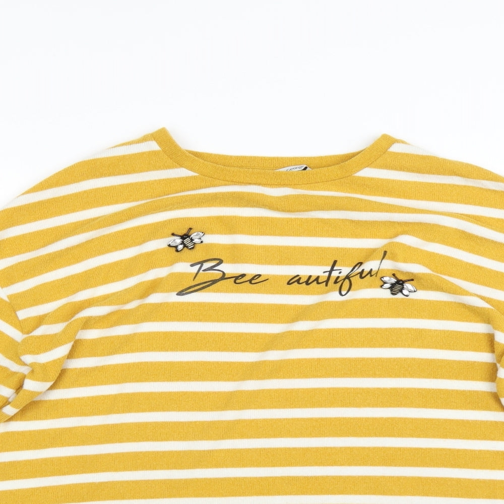 George Womens Yellow Striped  Pullover Jumper Size S  - beeautiful