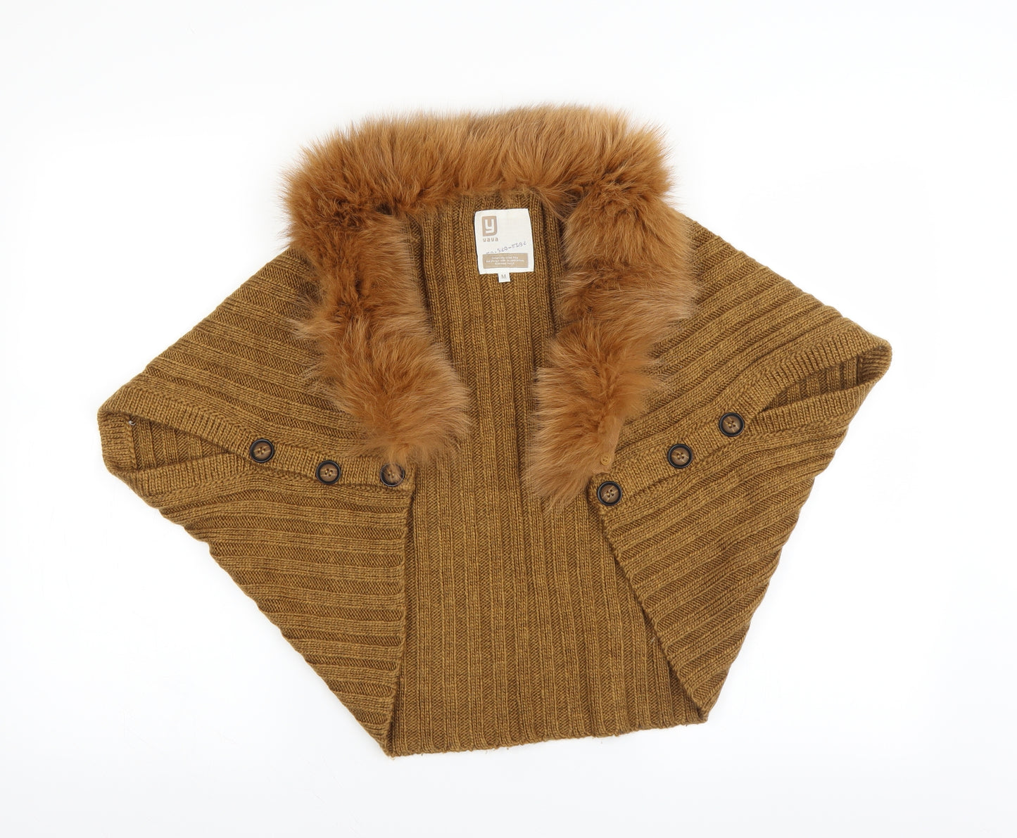 YAYA Womens Brown   Shrug Jumper Size M  - FUR TRIM