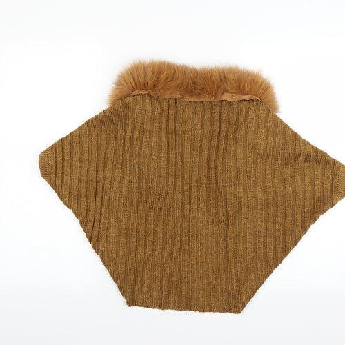 YAYA Womens Brown   Shrug Jumper Size M  - FUR TRIM