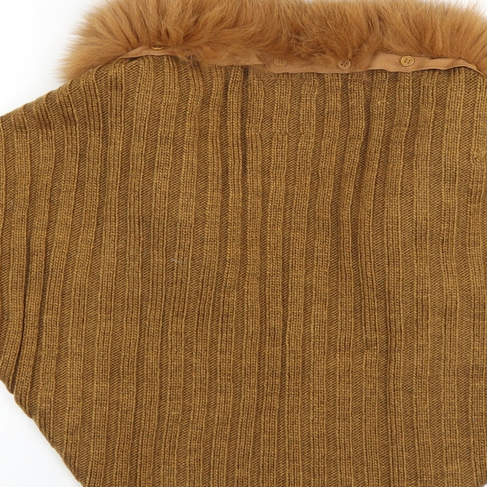 YAYA Womens Brown   Shrug Jumper Size M  - FUR TRIM