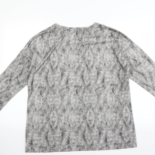 Love Leisure Womens Grey Animal Print  Pullover Jumper Size 14