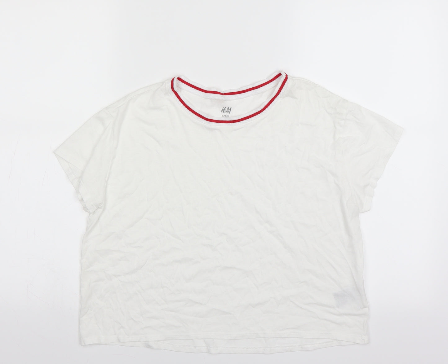 H&M Girls White   Cropped T-Shirt Size 12-13 Years