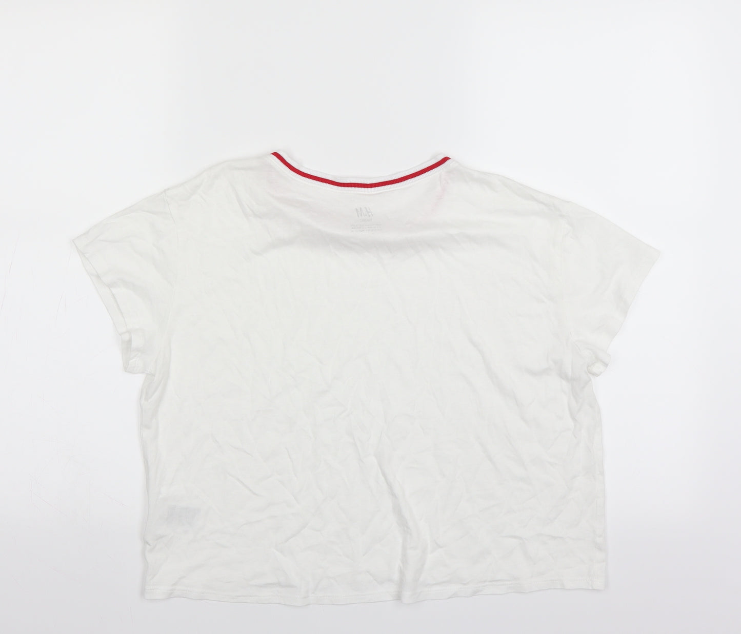 H&M Girls White   Cropped T-Shirt Size 12-13 Years