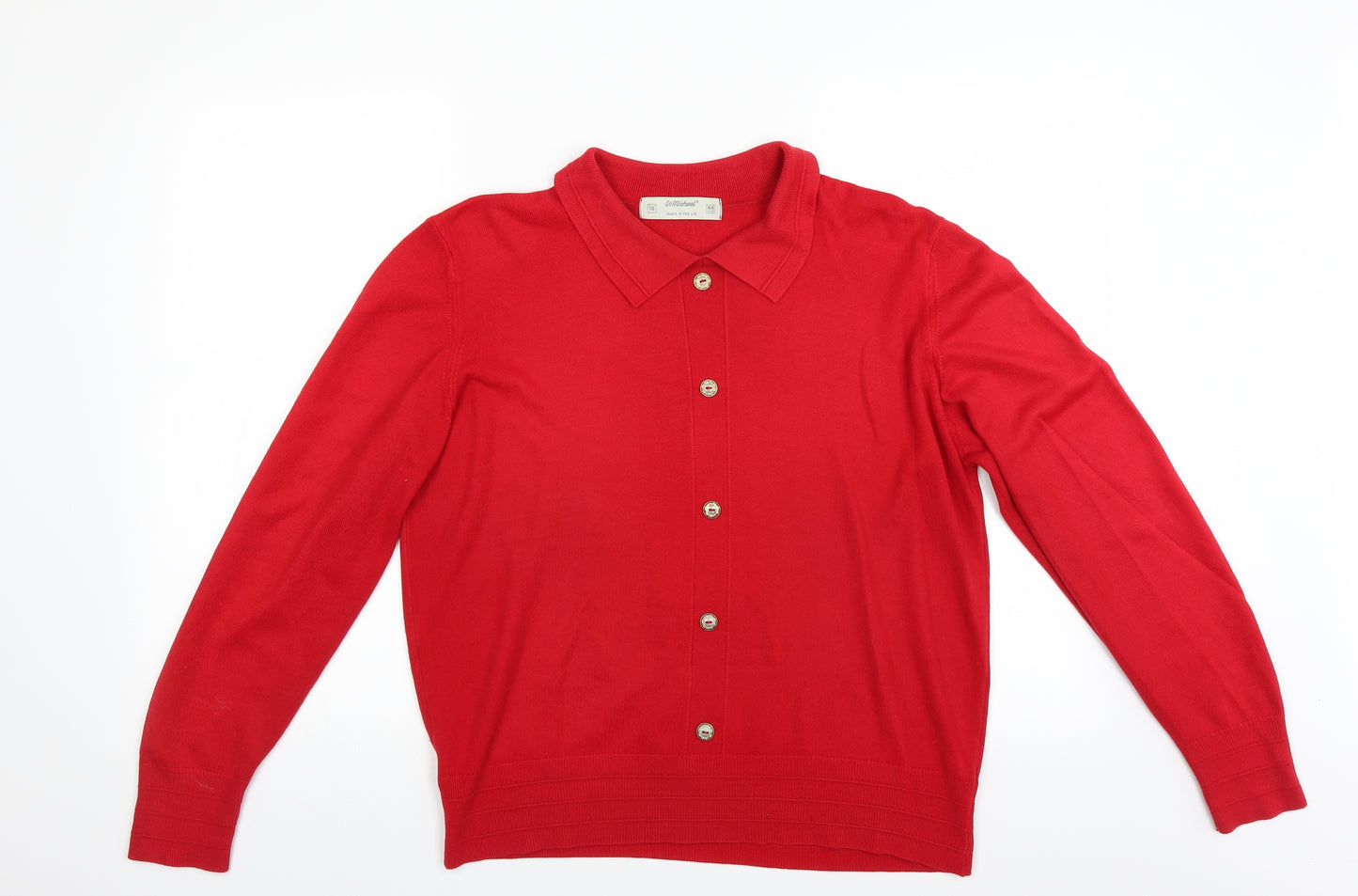 Marks and Spencer Womens Red   Cardigan Jumper Size 16