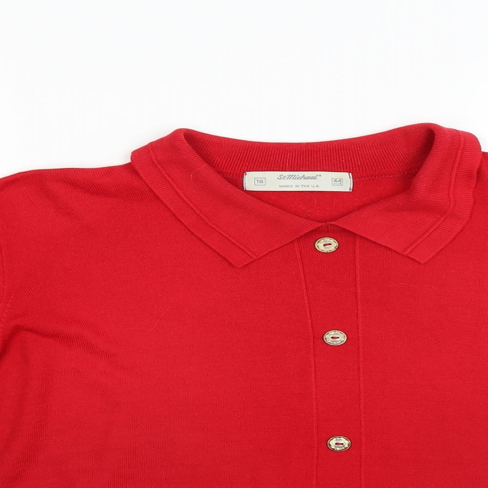 Marks and Spencer Womens Red   Cardigan Jumper Size 16