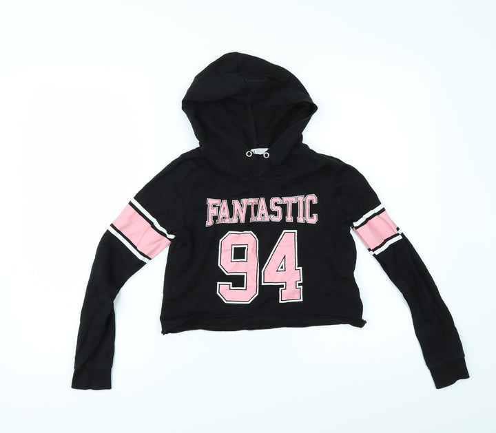 H&M Girls Black   Pullover Hoodie Size 11 Years