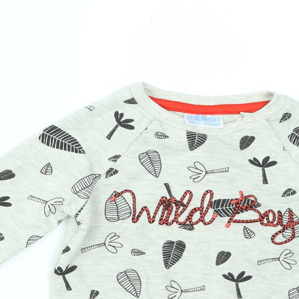 So Cute Boys Grey   Pullover Jumper Size 9-12 Months
