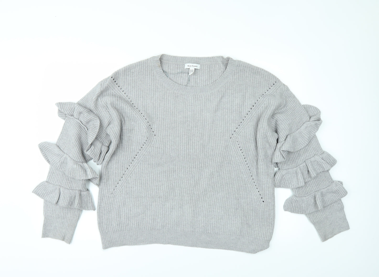 Wild flower Womens Grey   Pullover Jumper Size L  - Sleeve detail