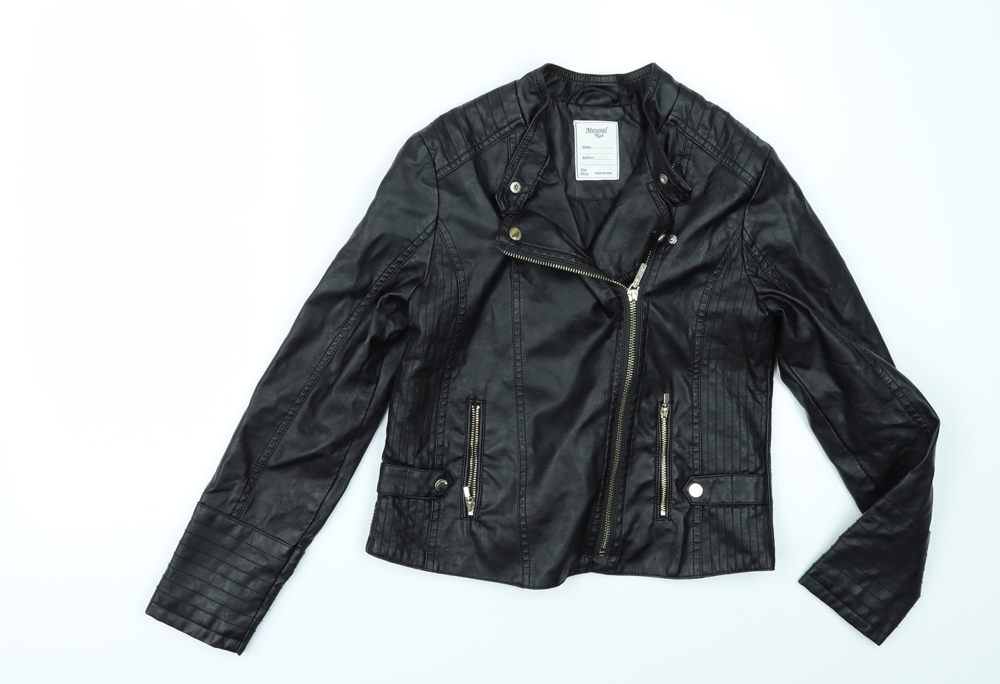 Mayoral Girls Black   Jacket  Size 14 Years  - LEATHER LOOK