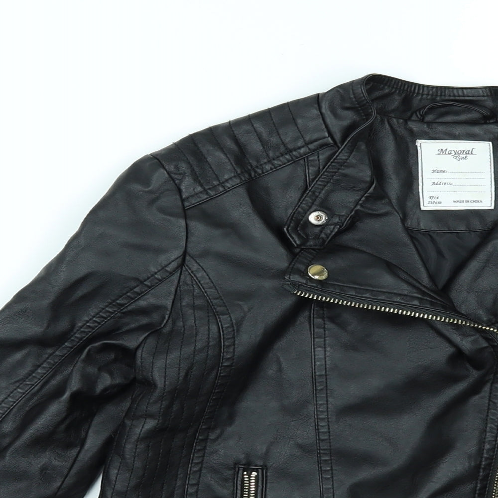 Mayoral Girls Black   Jacket  Size 14 Years  - LEATHER LOOK