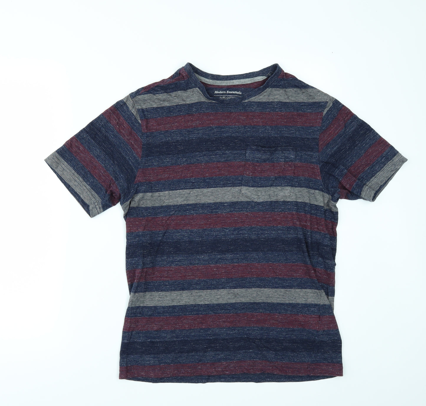 Marks and Spencer Mens Blue Striped   T-Shirt Size S