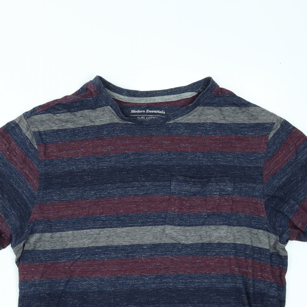 Marks and Spencer Mens Blue Striped   T-Shirt Size S