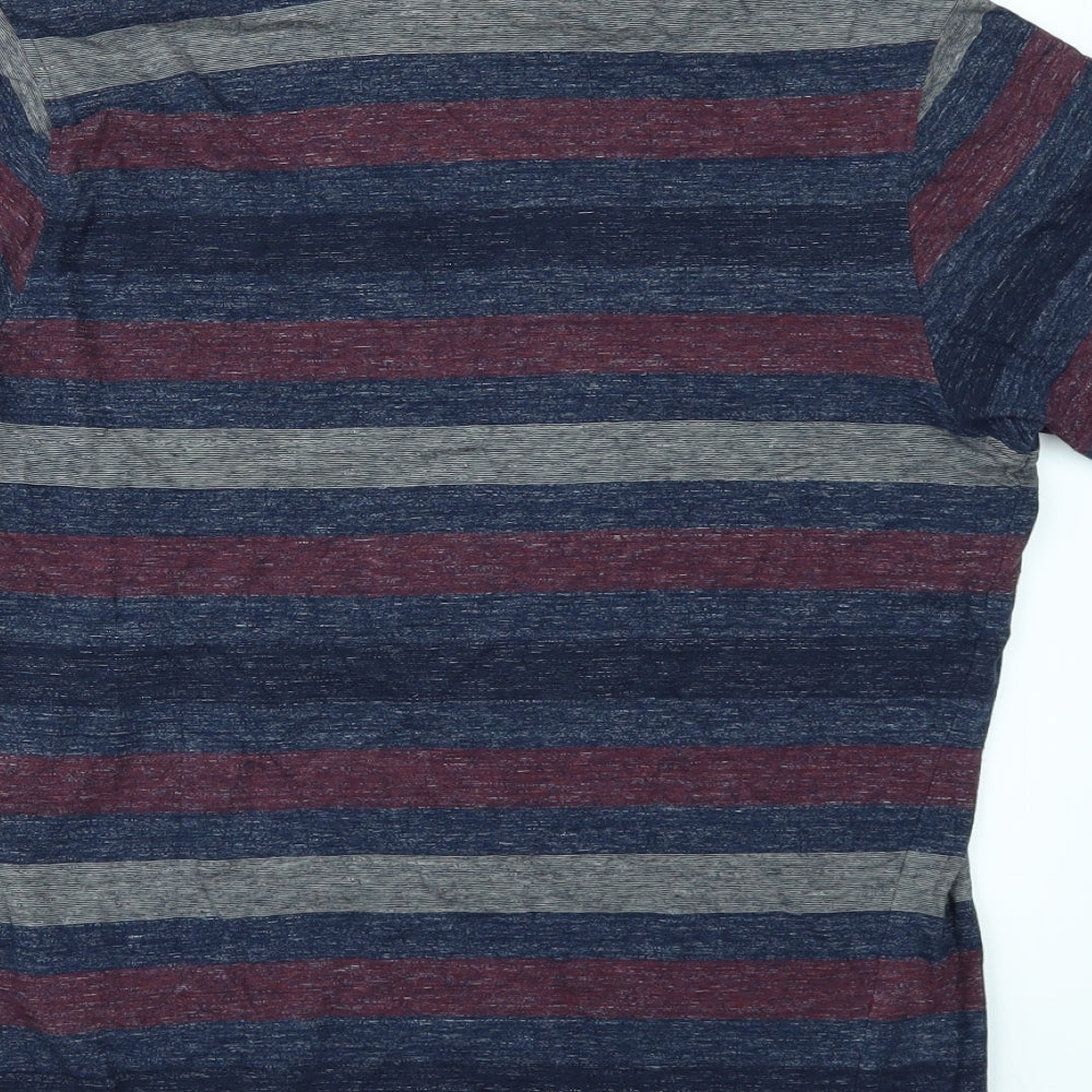 Marks and Spencer Mens Blue Striped   T-Shirt Size S