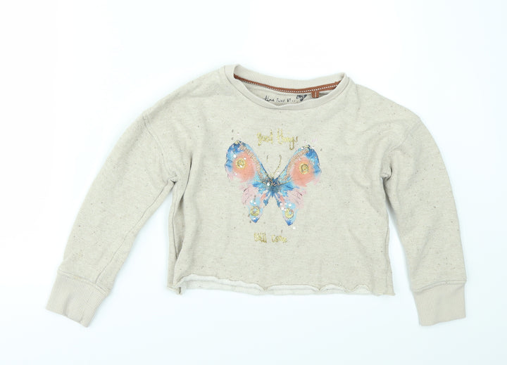 NEXT Girls Beige   Pullover Sweatshirt Size 7 Years