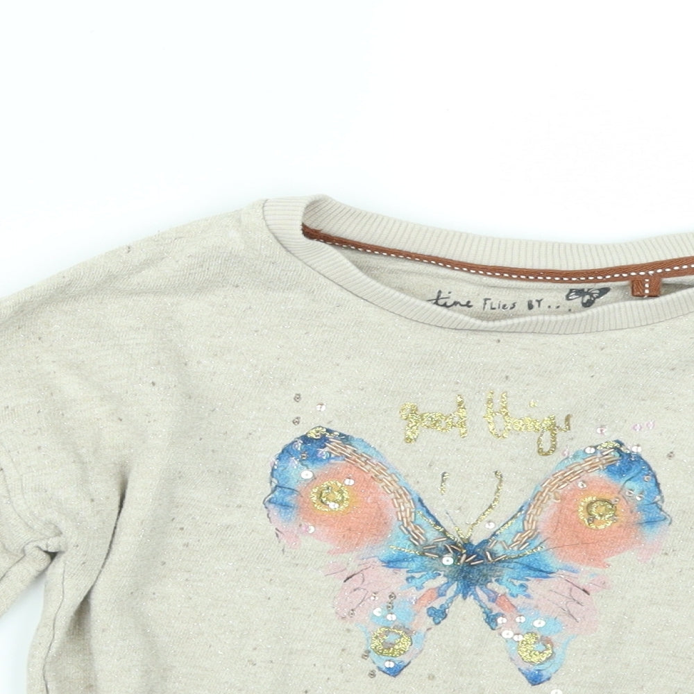 NEXT Girls Beige   Pullover Sweatshirt Size 7 Years