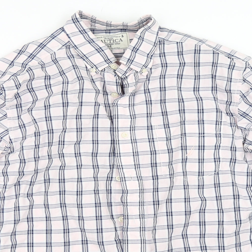 Nautica Mens Pink Check   Button-Up Size M