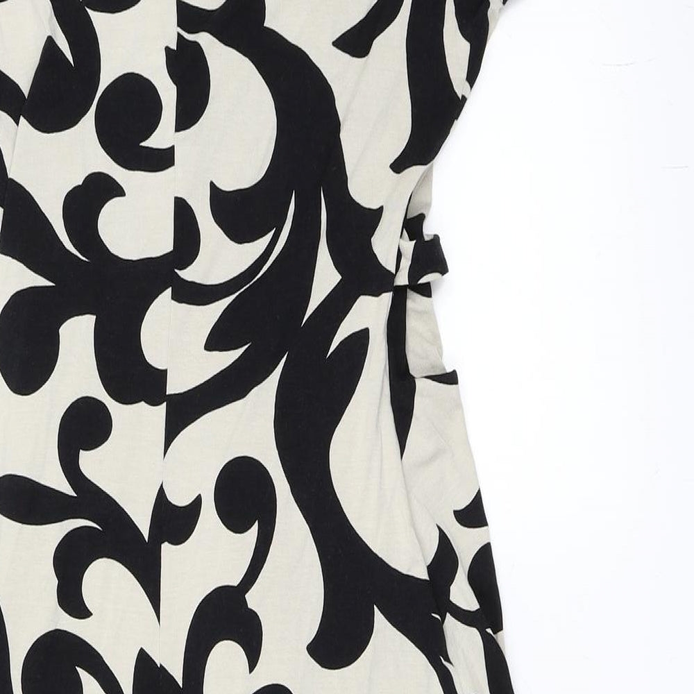 Marks and Spencer Womens Beige Geometric  Fit & Flare  Size 12