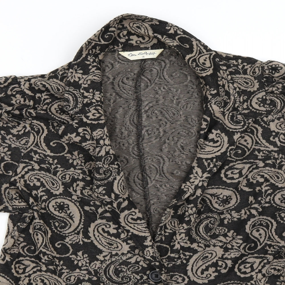 Miss Selfridge Womens Beige Geometric  Cardigan Jumper Size 16