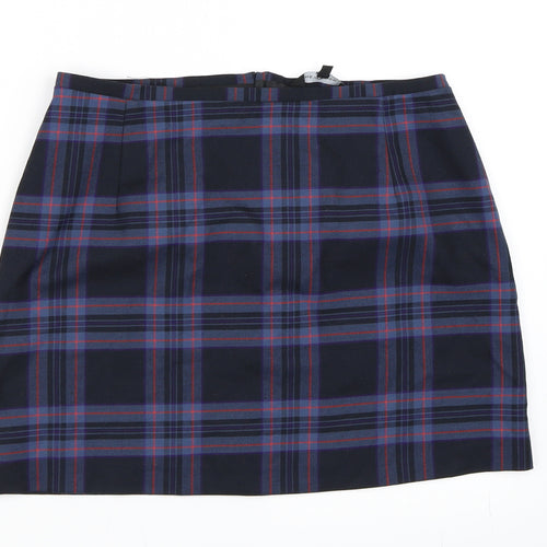 New Look Womens Blue Check  A-Line Skirt Size 12