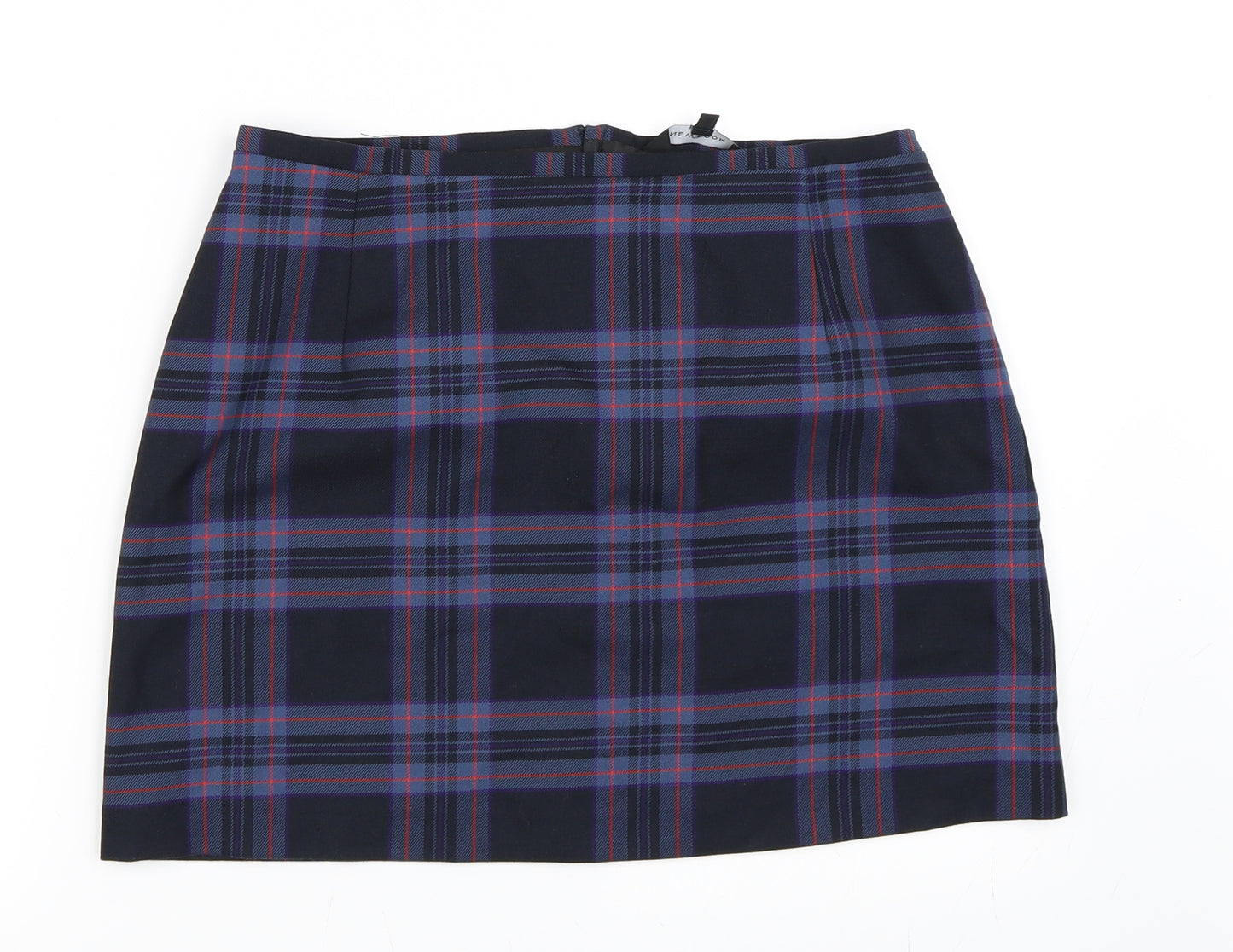 New Look Womens Blue Check  A-Line Skirt Size 12