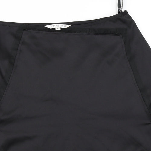Topshop Womens Black  Satin Flare Skirt Size 6