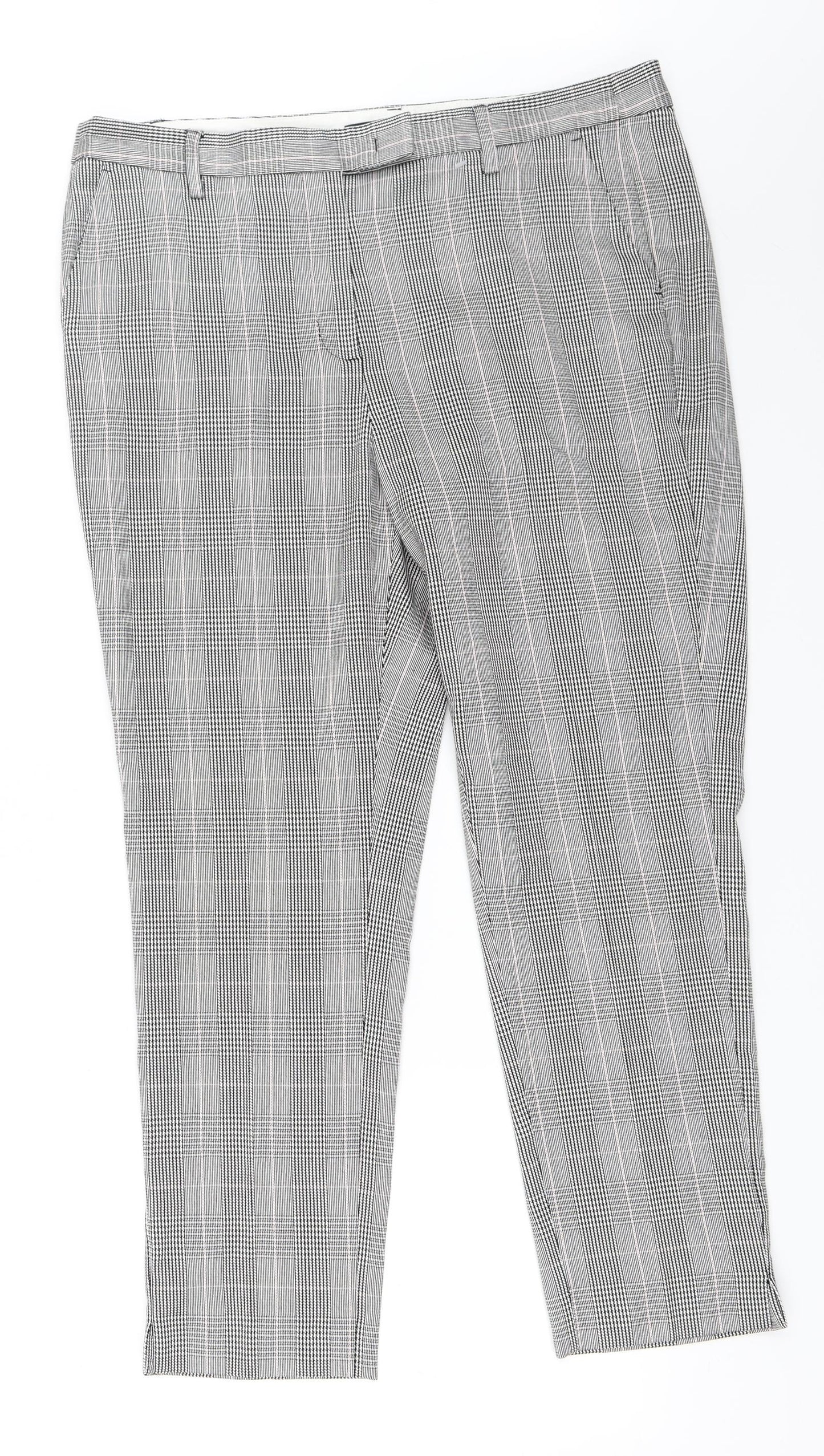 Marks and Spencer Womens Black Houndstooth  Trousers  Size 16 L28 in