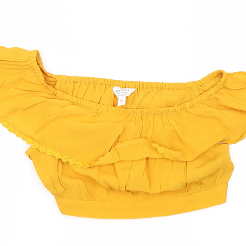Preworn Womens Yellow   Cropped Blouse Size 12