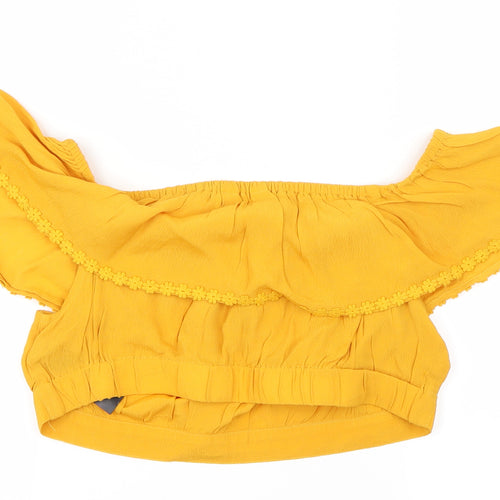 Preworn Womens Yellow   Cropped Blouse Size 12